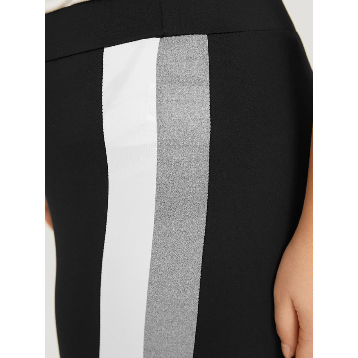 Plus Size Contrast Skinny Elastic Waist High Rise Leggings Women Multicolor Casual High stretch Skinny High Rise Dailywear Leggings BloomChic 18-20/2X Product Image