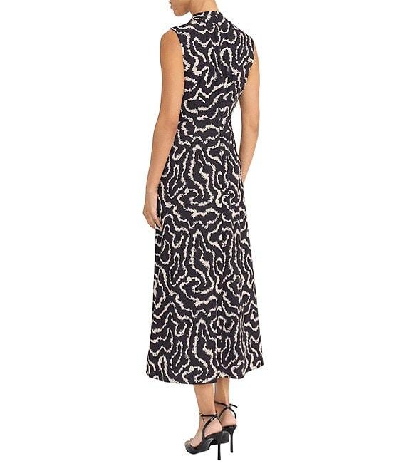 Maggy London Printed Mock Neck Waist Detail Midi Dress Product Image