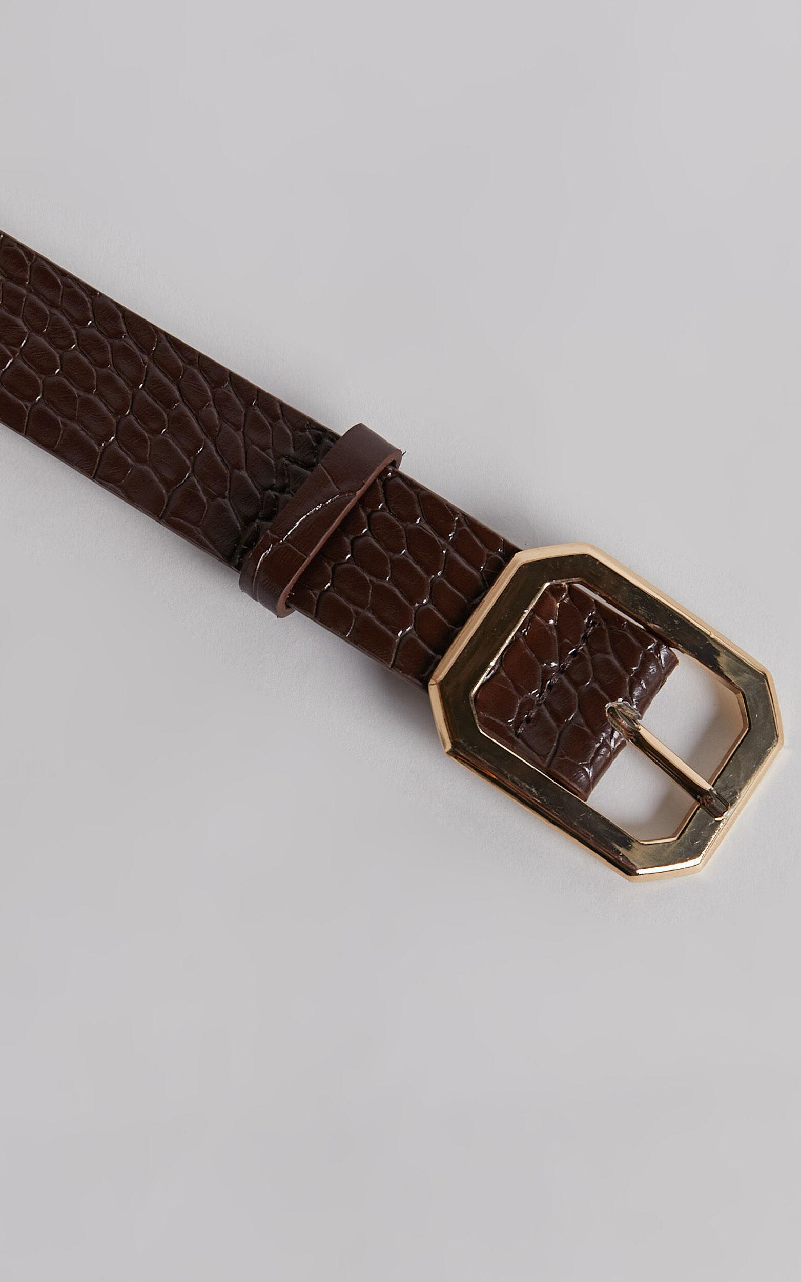 Mason Croc Square Buckle Belt in Chocolate Product Image