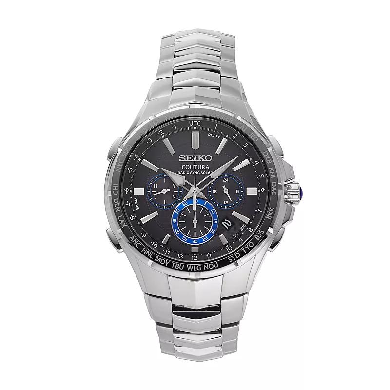 Seiko Mens Coutura Stainless Steel Solar Chronograph Watch - SSG009, Silver Tone Product Image