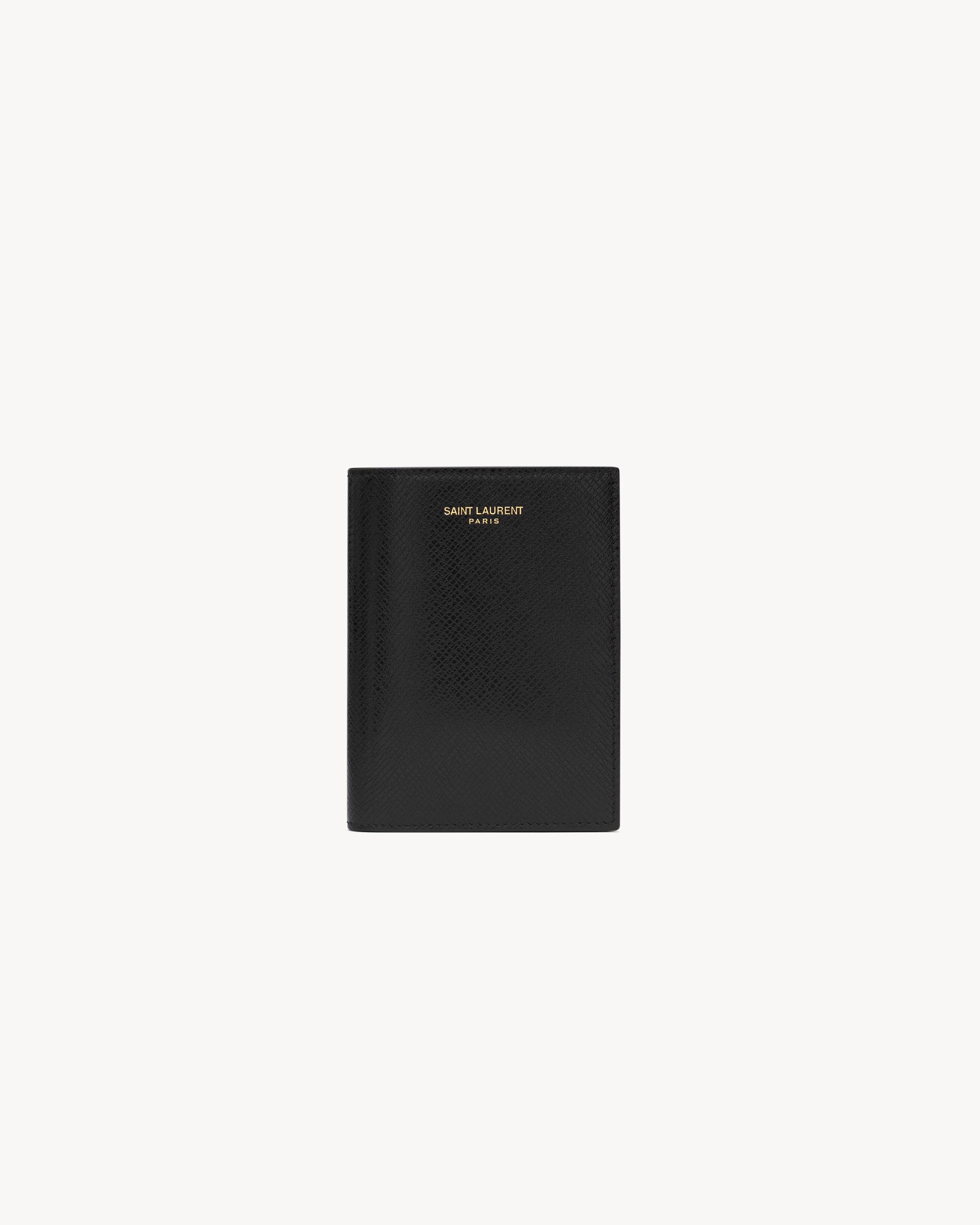 Saint Laurent Paris credit card wallet in coated bark leather Product Image