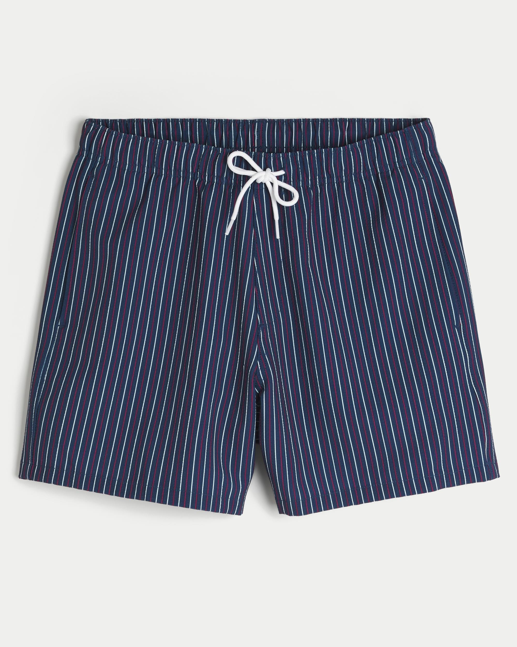 Mid-Thigh Seersucker Volley Swim Trunks Product Image