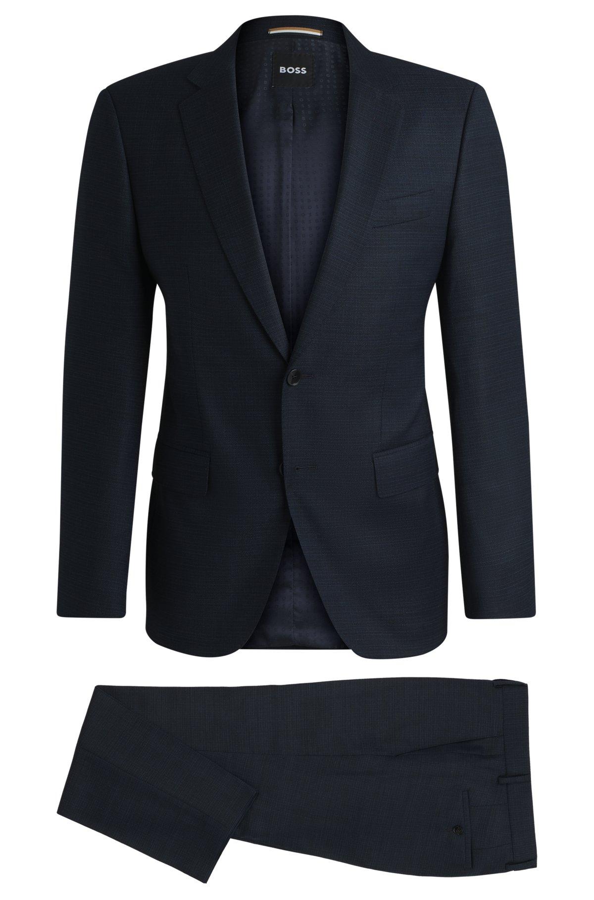 BOSS - Slim-fit suit in micro-patterned stretch wool - Light Blue Product Image