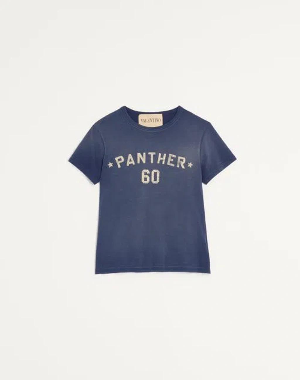 VALENTINO Garavani Navy Cotton T-shirt In Blue Product Image