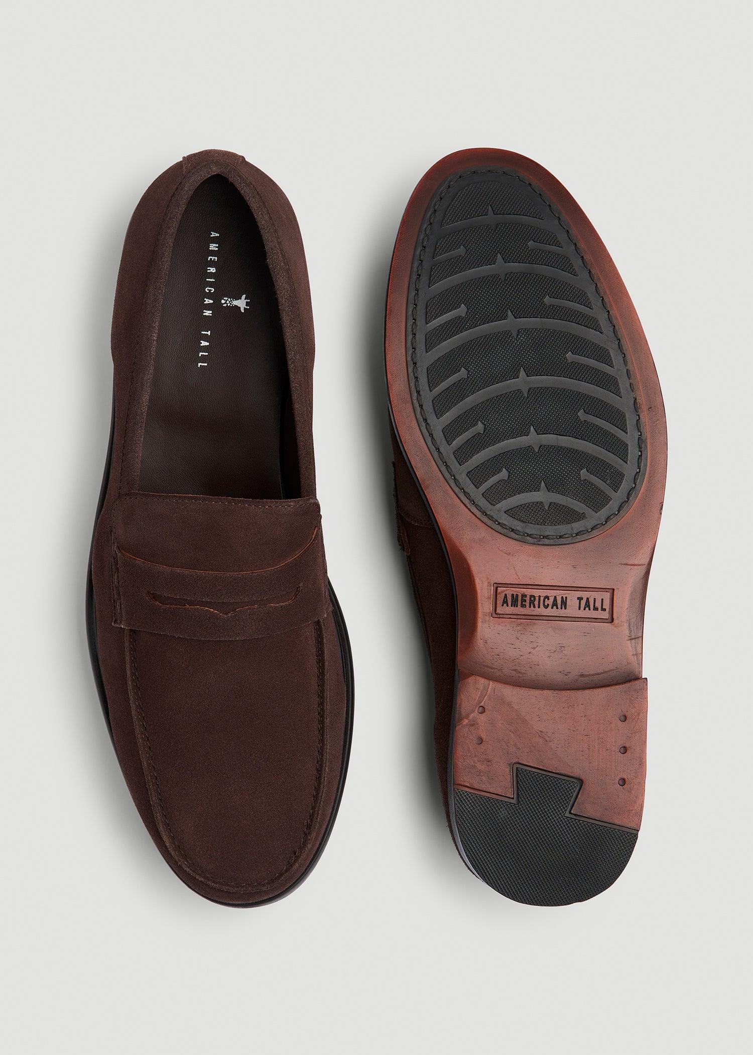 Penny Loafers for Tall Men in Dark Brown Suede Male Product Image