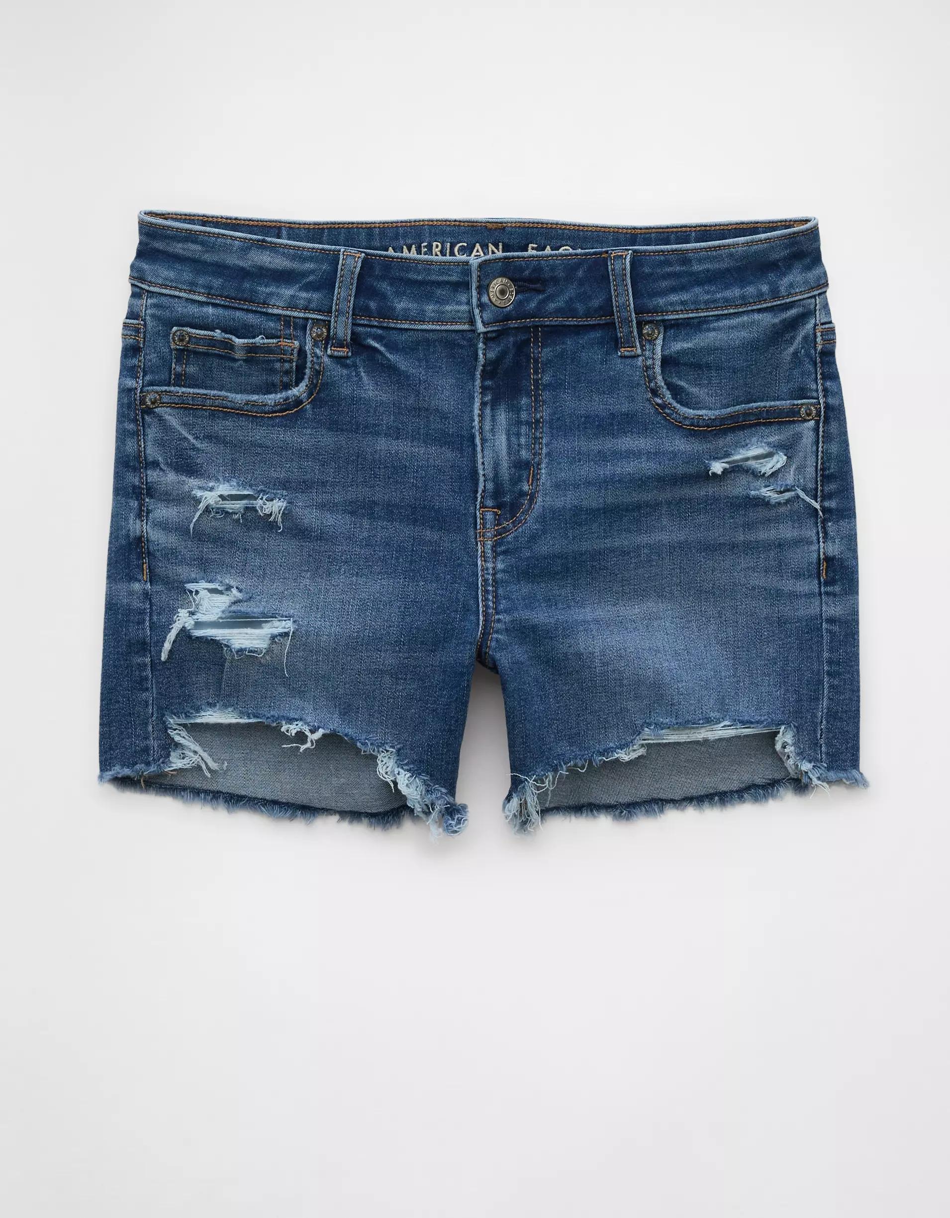 AE Next Level Ripped Low-Rise Denim Midi Short Product Image