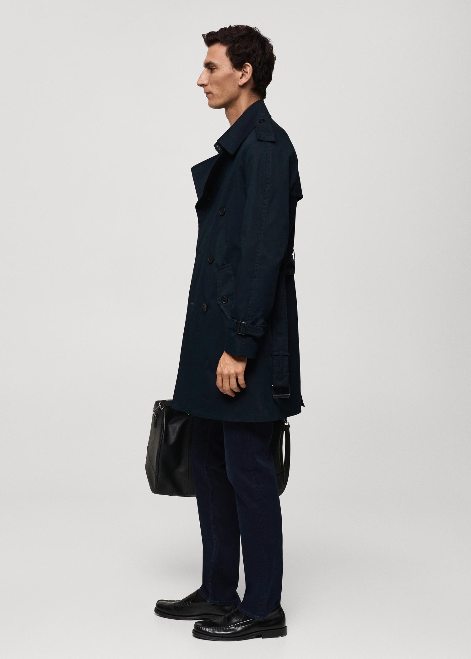 Water-repellent belted trench coat - Men | MANGO USA Product Image