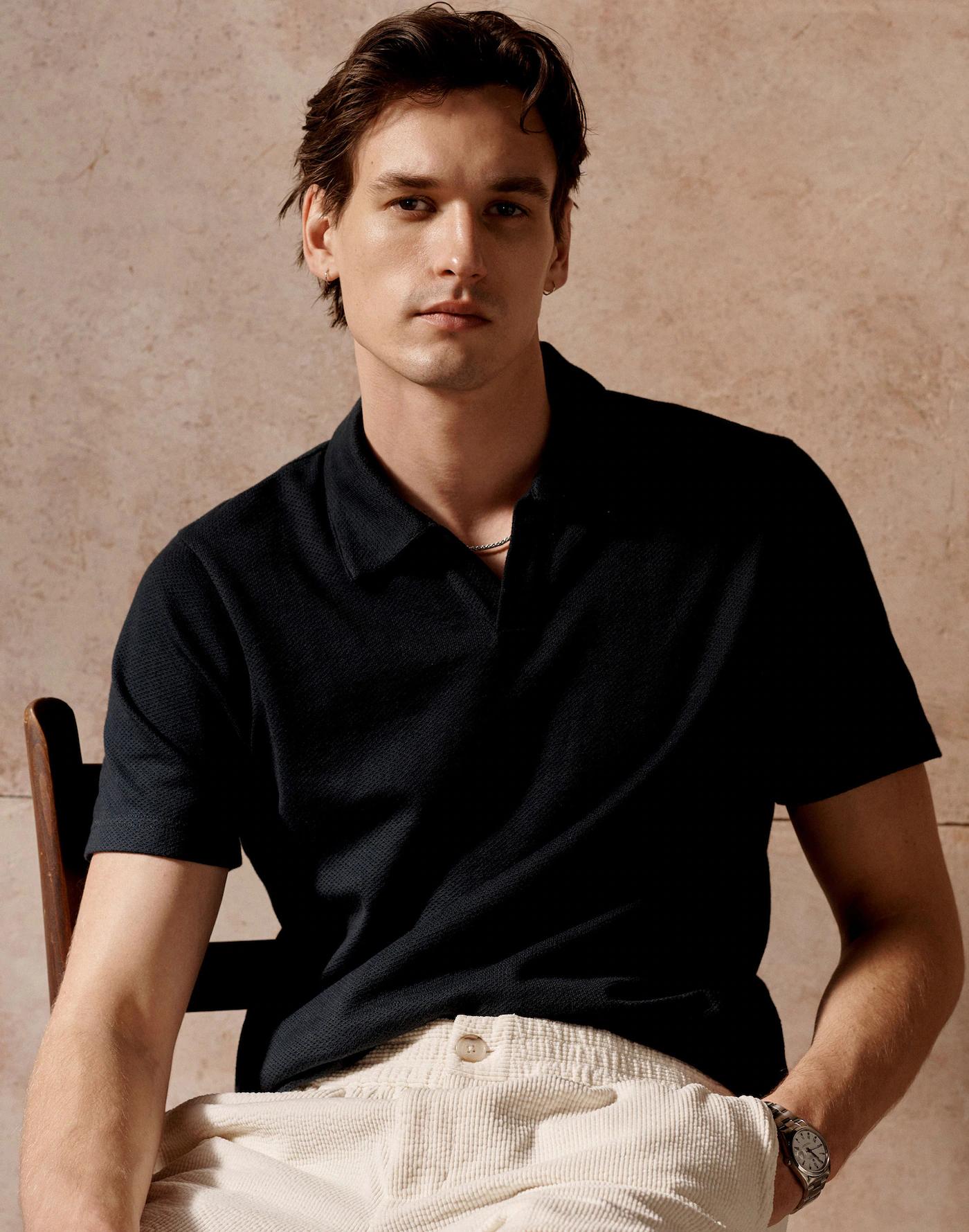Johnny-Collar Polo in Heavyweight Mesh Product Image