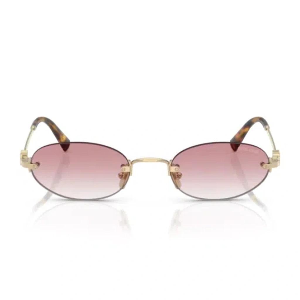 MIU MIU Womens Gold Mu A52s Oval-frame Metal Sunglasses In Gray Product Image