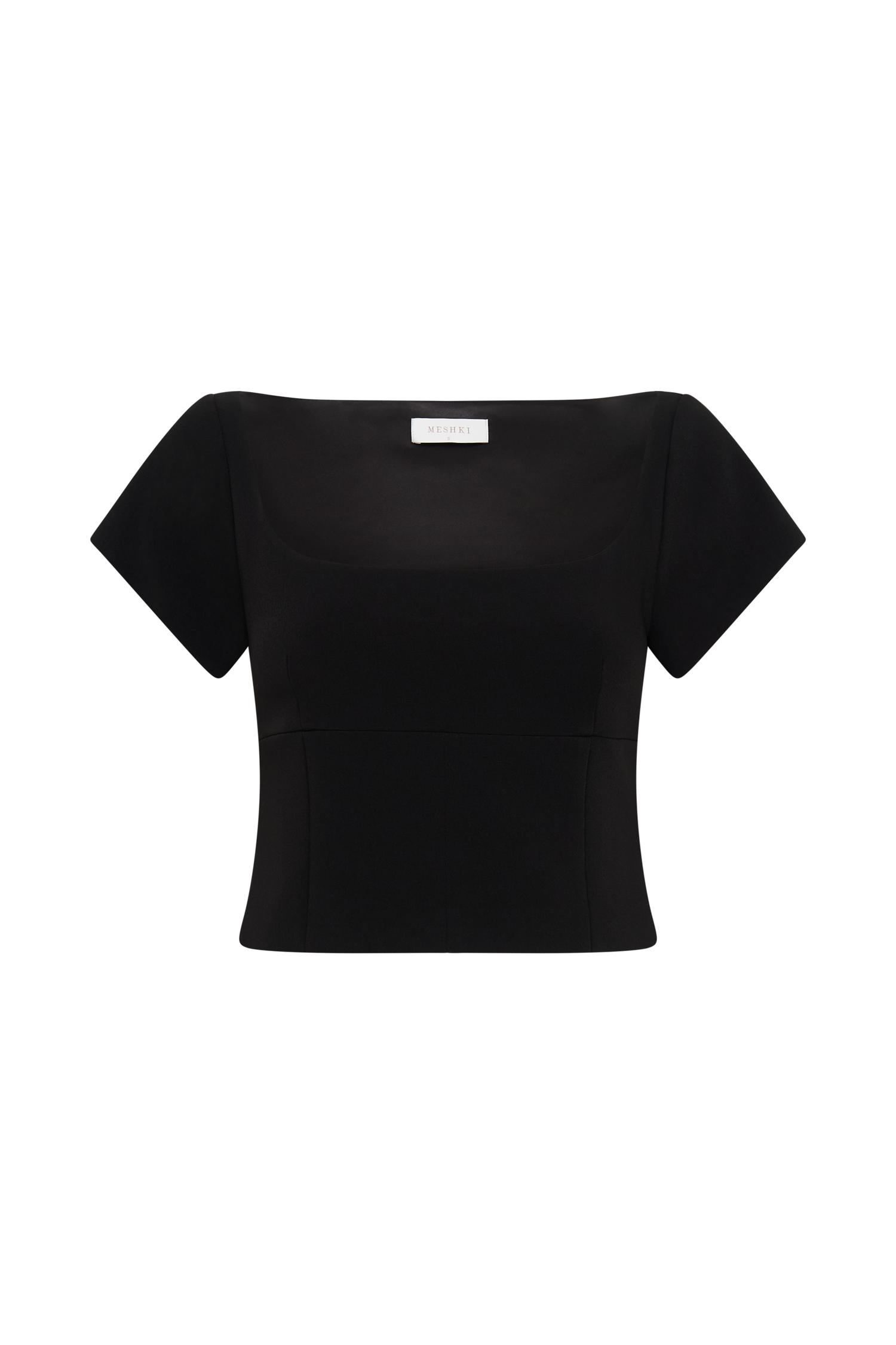 Ellis Cap Sleeve Longline Suiting Top - Black Product Image