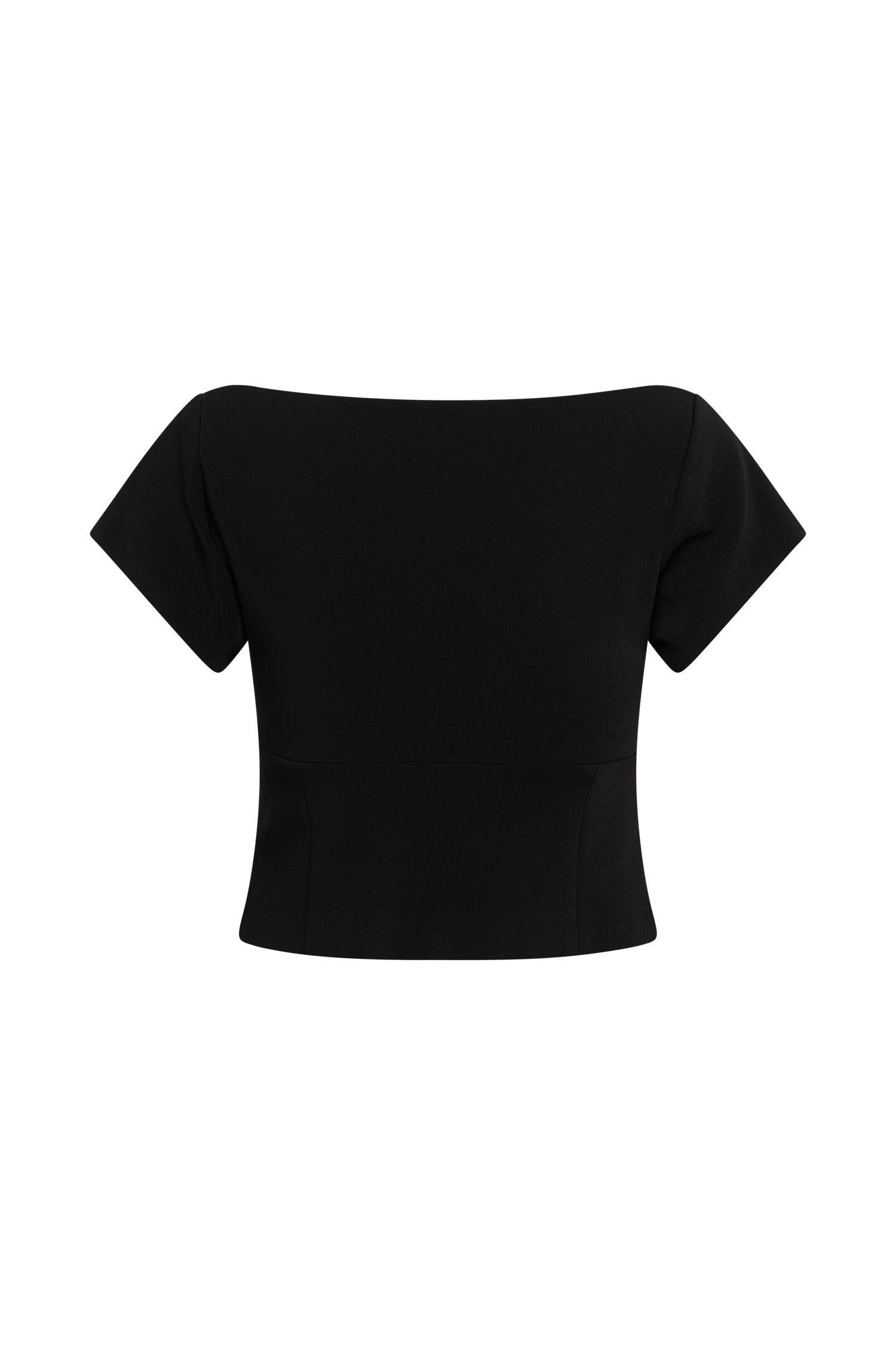 Ellis Cap Sleeve Longline Suiting Top - Black Product Image