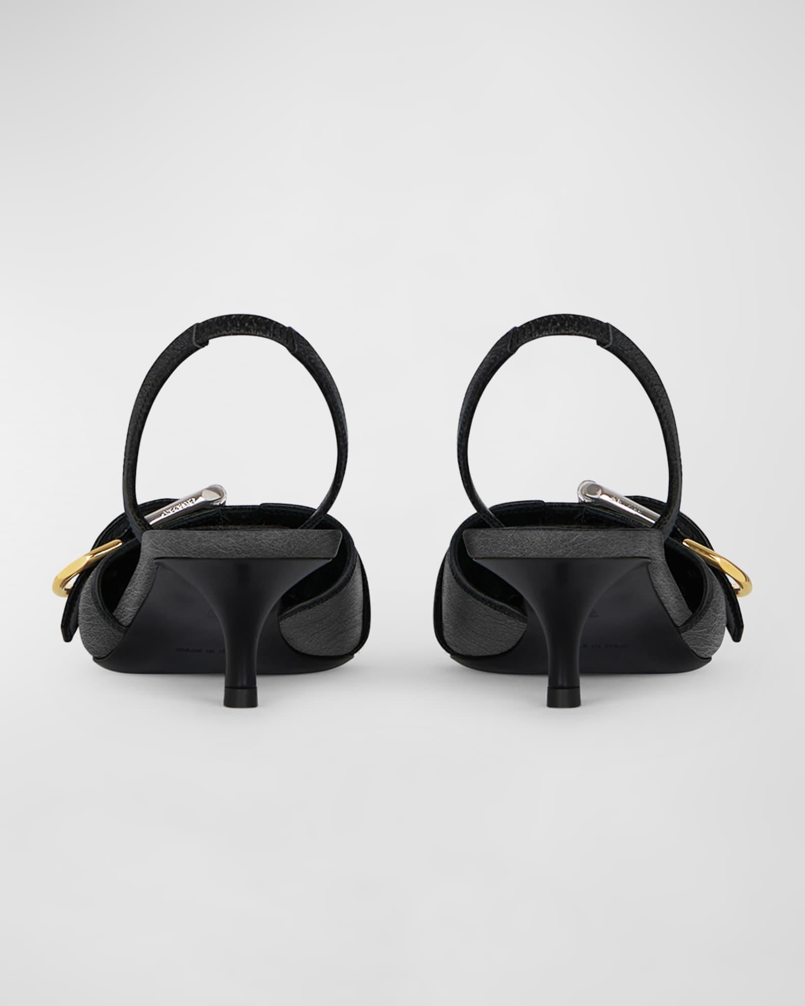 Voyou Leather Buckle Slingback Pumps Product Image