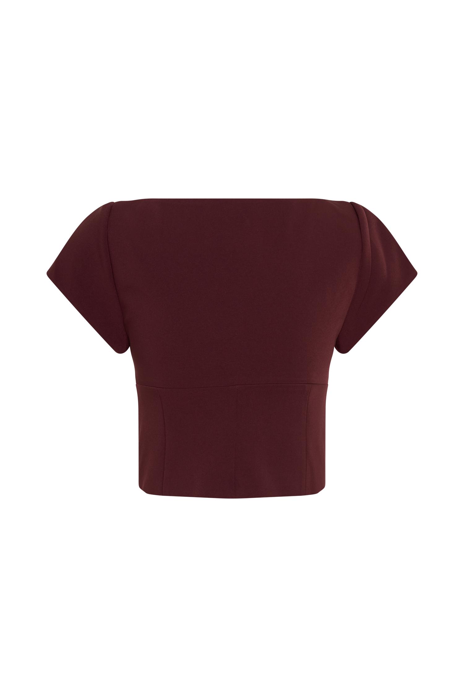 Ellis Cap Sleeve Longline Suiting Top - Mahogany Product Image