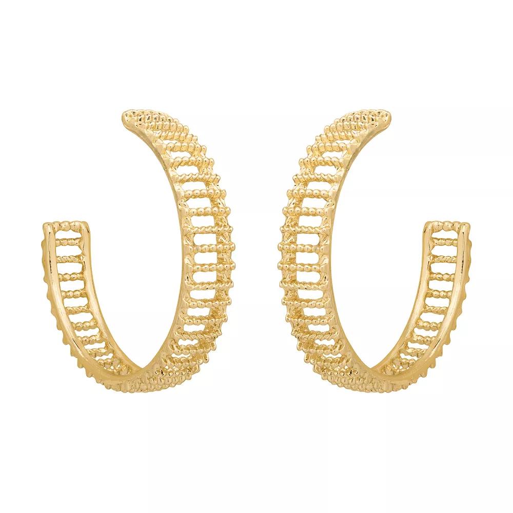 Sonoma Goods For Life® Gold Tone Open Textured Hoop Earrings, Women's, None Product Image
