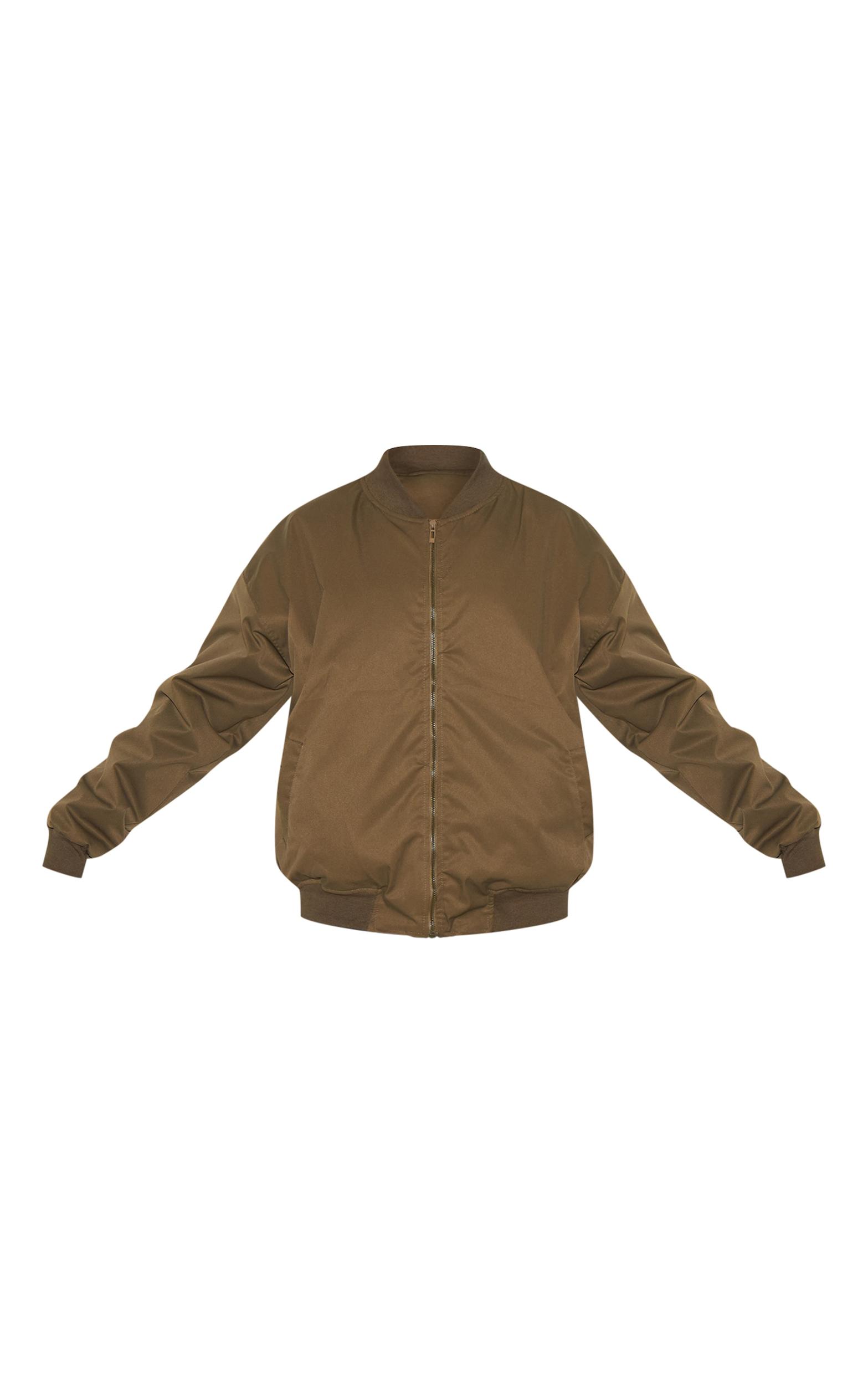  Khaki Classic Oversized Bomber Jacket Product Image