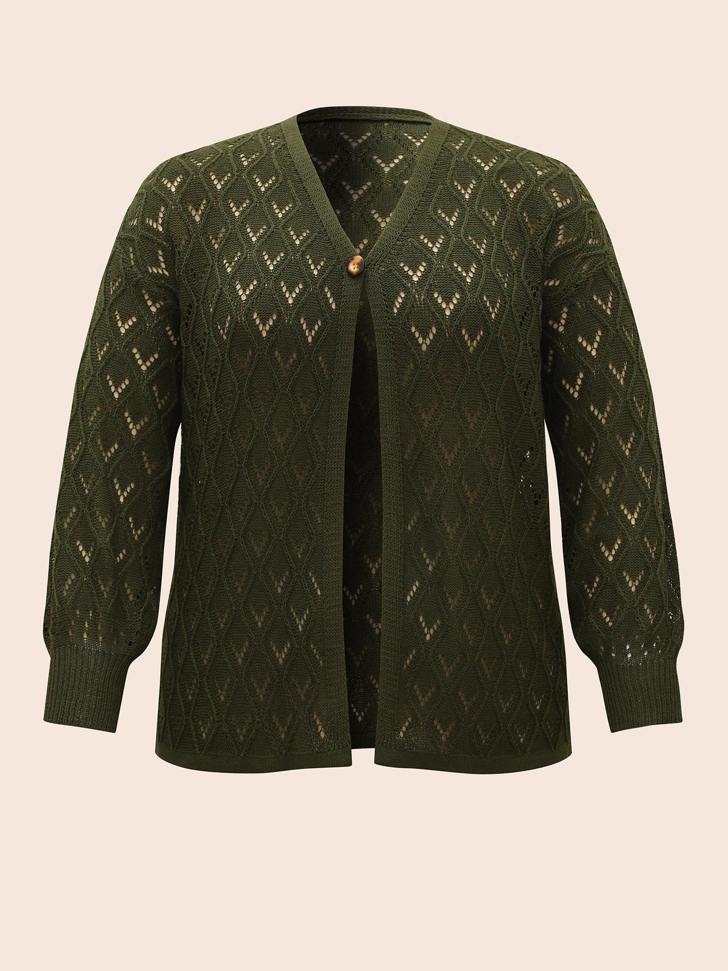 Texture Button Up Hollow Out Cardigan Female Product Image