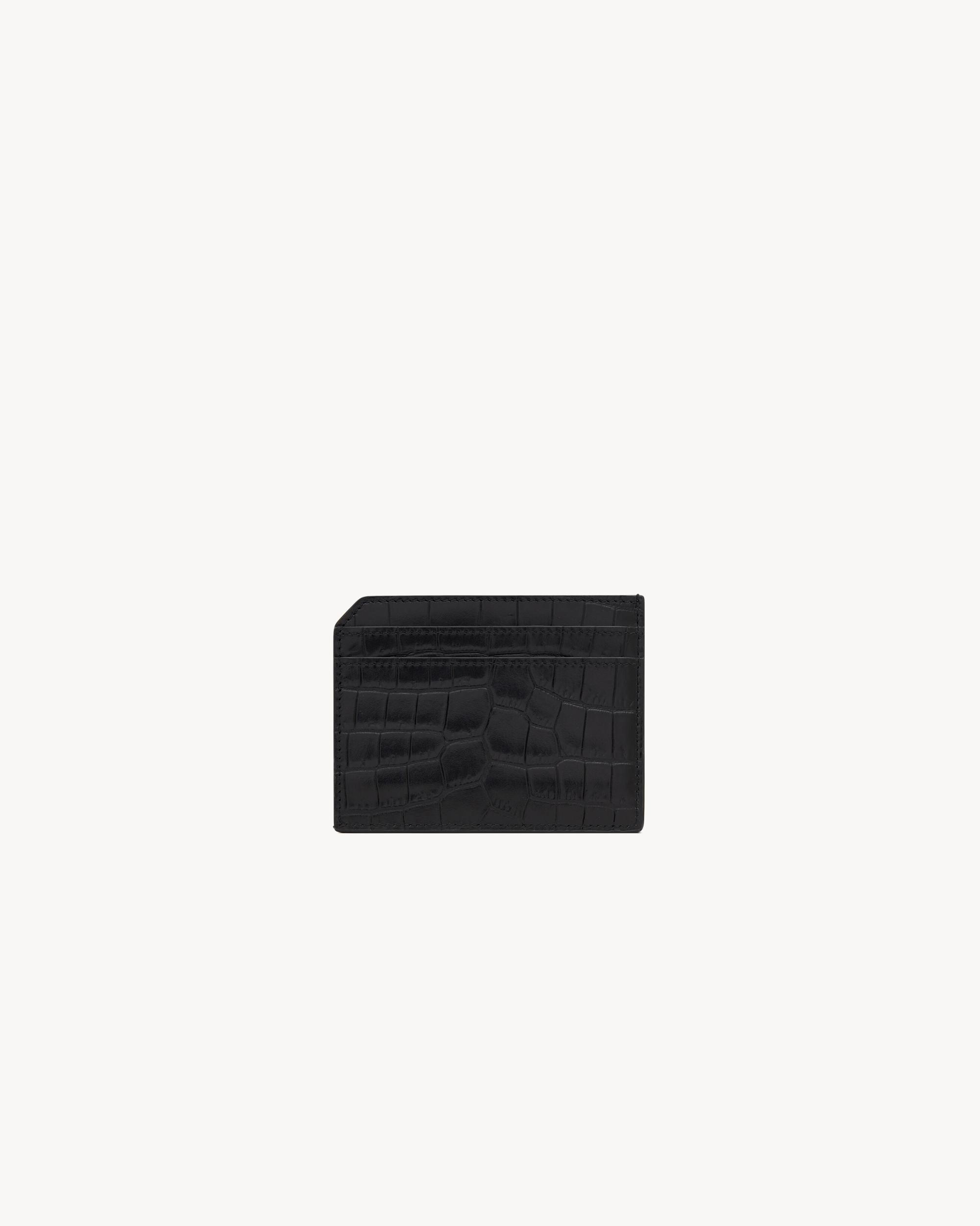 TINY CASSANDRE open card case in matte crocodile-embossed leather Product Image