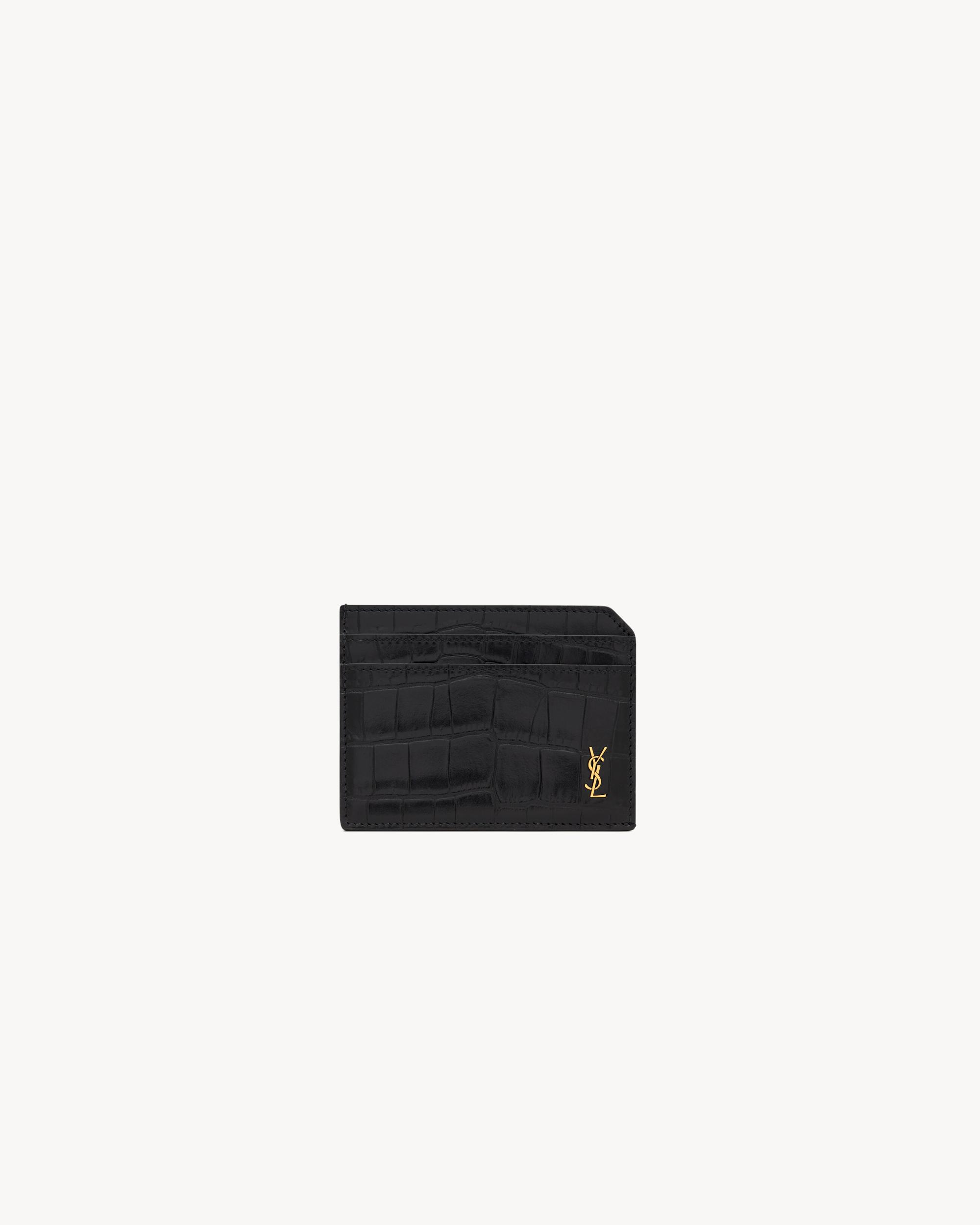 TINY CASSANDRE open card case in matte crocodile-embossed leather Product Image