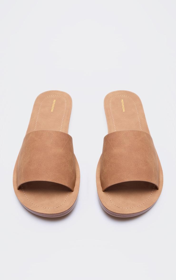 Tan Pu Round Toe Basic Mule Flat Sandal Product Image