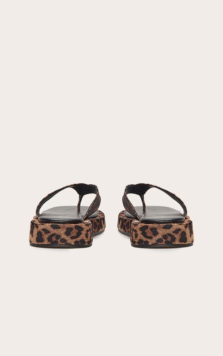 Leopard Satin Round Toe Thong Flatform Sandals Product Image