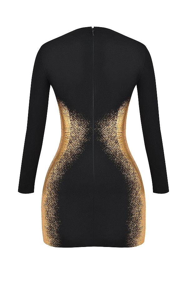 Domenica  black & gold foil print mini dress Product Image