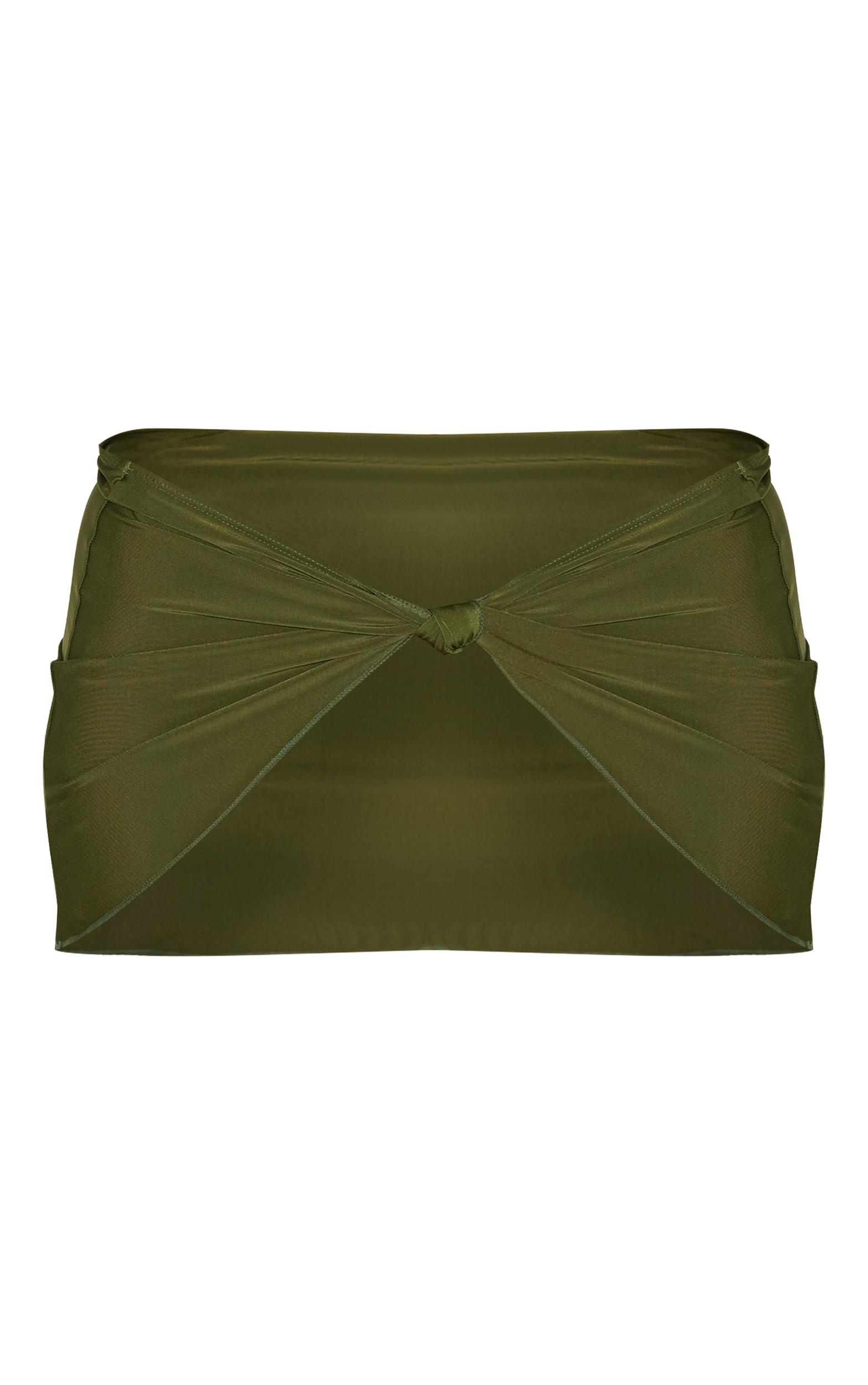 Khaki Knot Detail Mini Beach Skirt Product Image