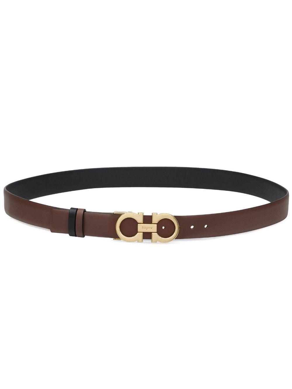 Gancini-buckle reversible leather belt Product Image