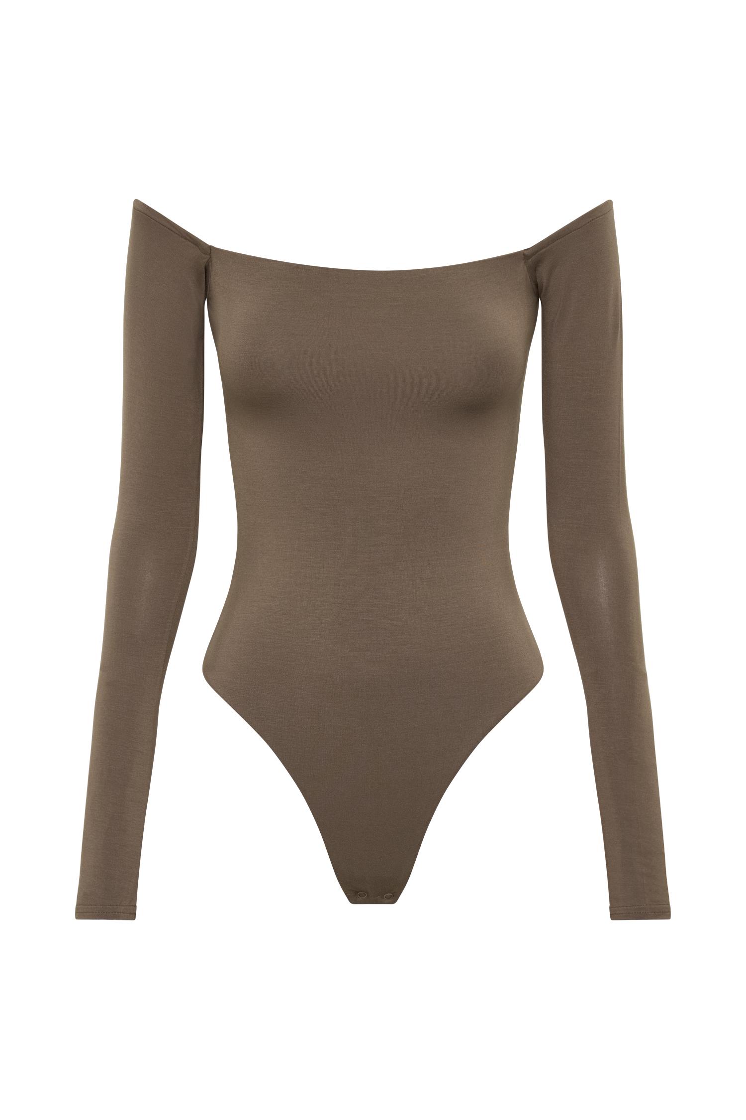 Peta Off Shoulder Modal Long Sleeve Bodysuit - Coco Product Image