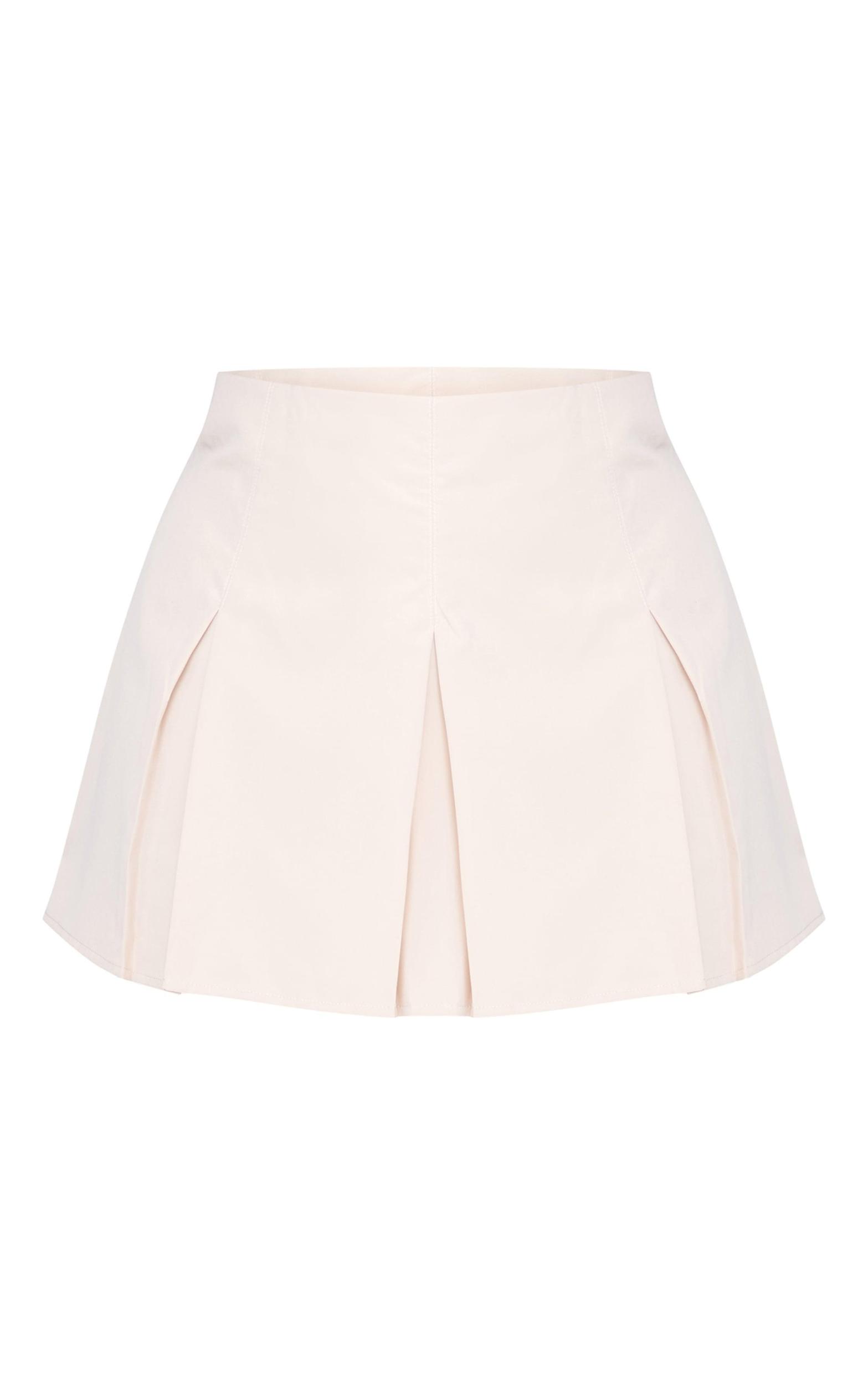 Plus Stone Mid Waist Tailored Woven Box Pleat Skater Skort Product Image