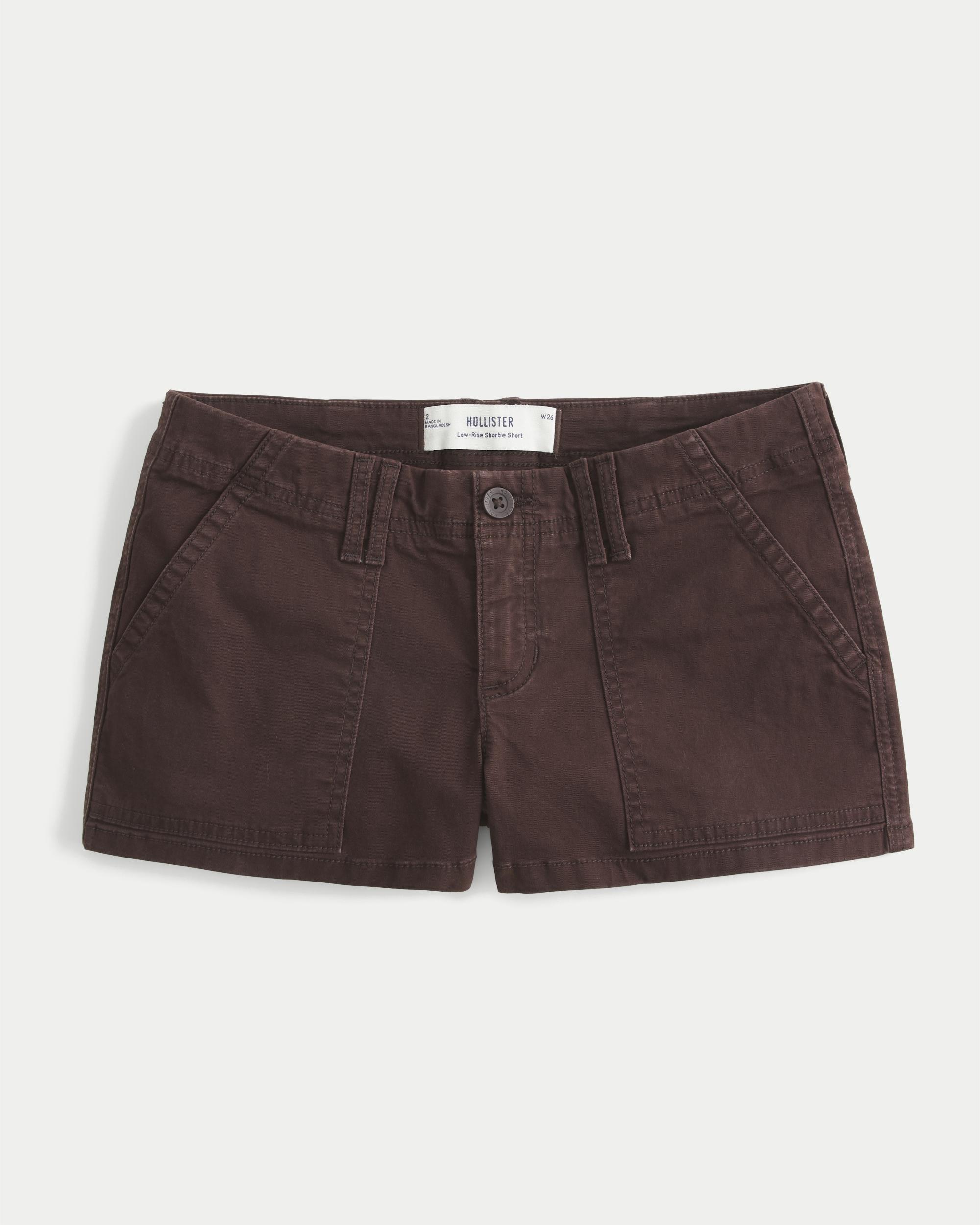 Low-Rise Twill Shortie Shorts Product Image