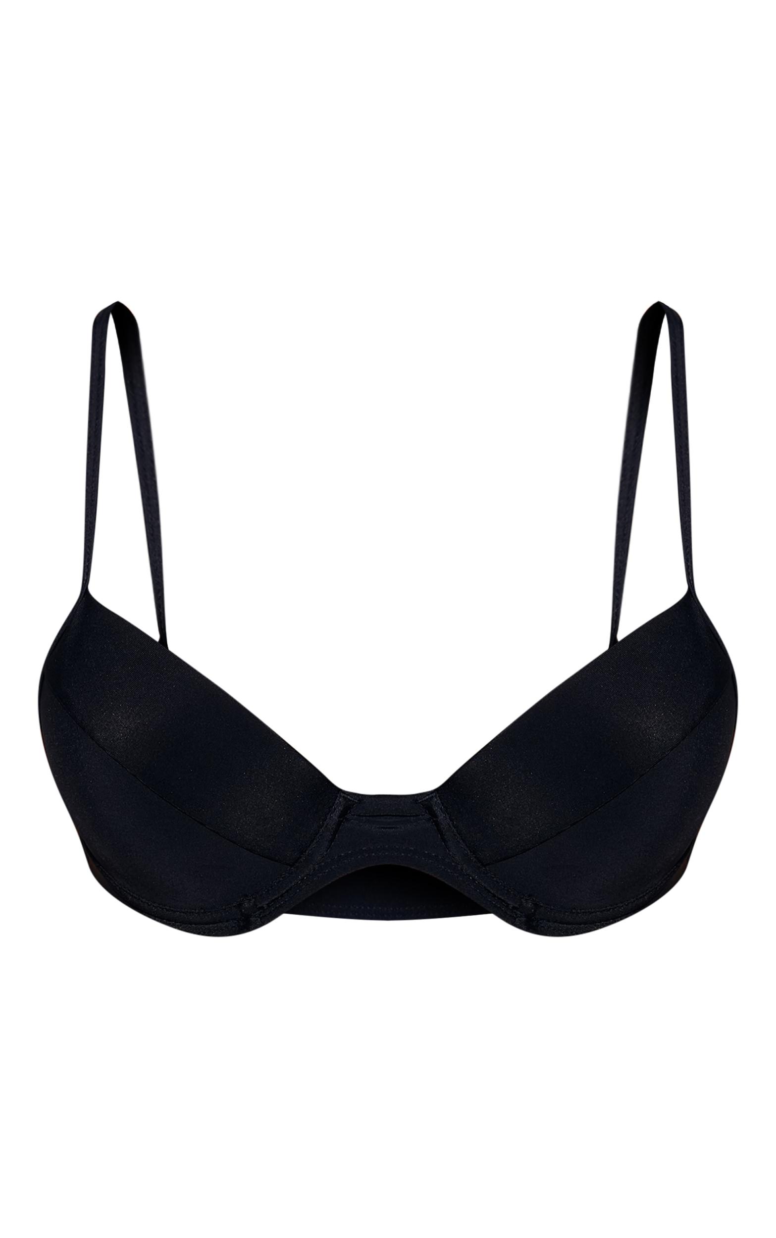 Black Push Up Underwired Cupped Mix & Match Bikini Top Product Image