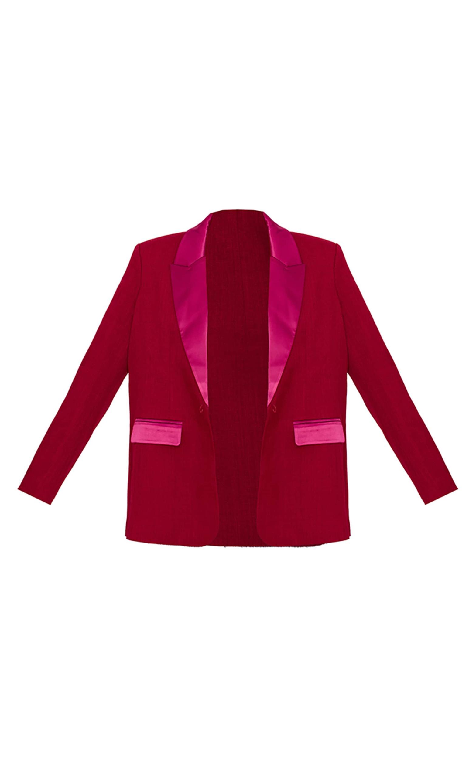 Burgundy Tuxedo Oversized Blazer Product Image