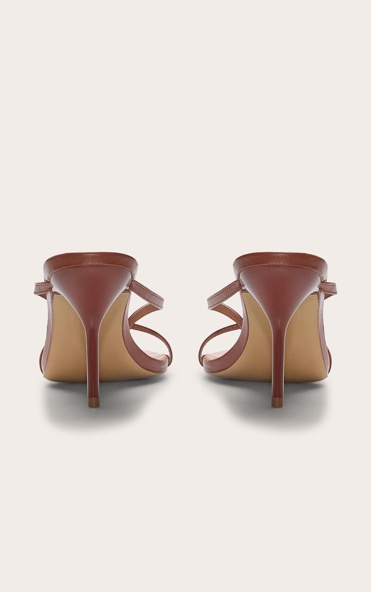 Tan Pu Round Toe Thong High Stiletto Heeled Mules Product Image