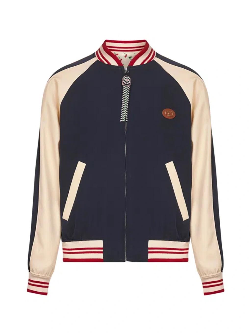 VALENTINO La Chat De La Maison Wool Bomber Jacket In Black Product Image