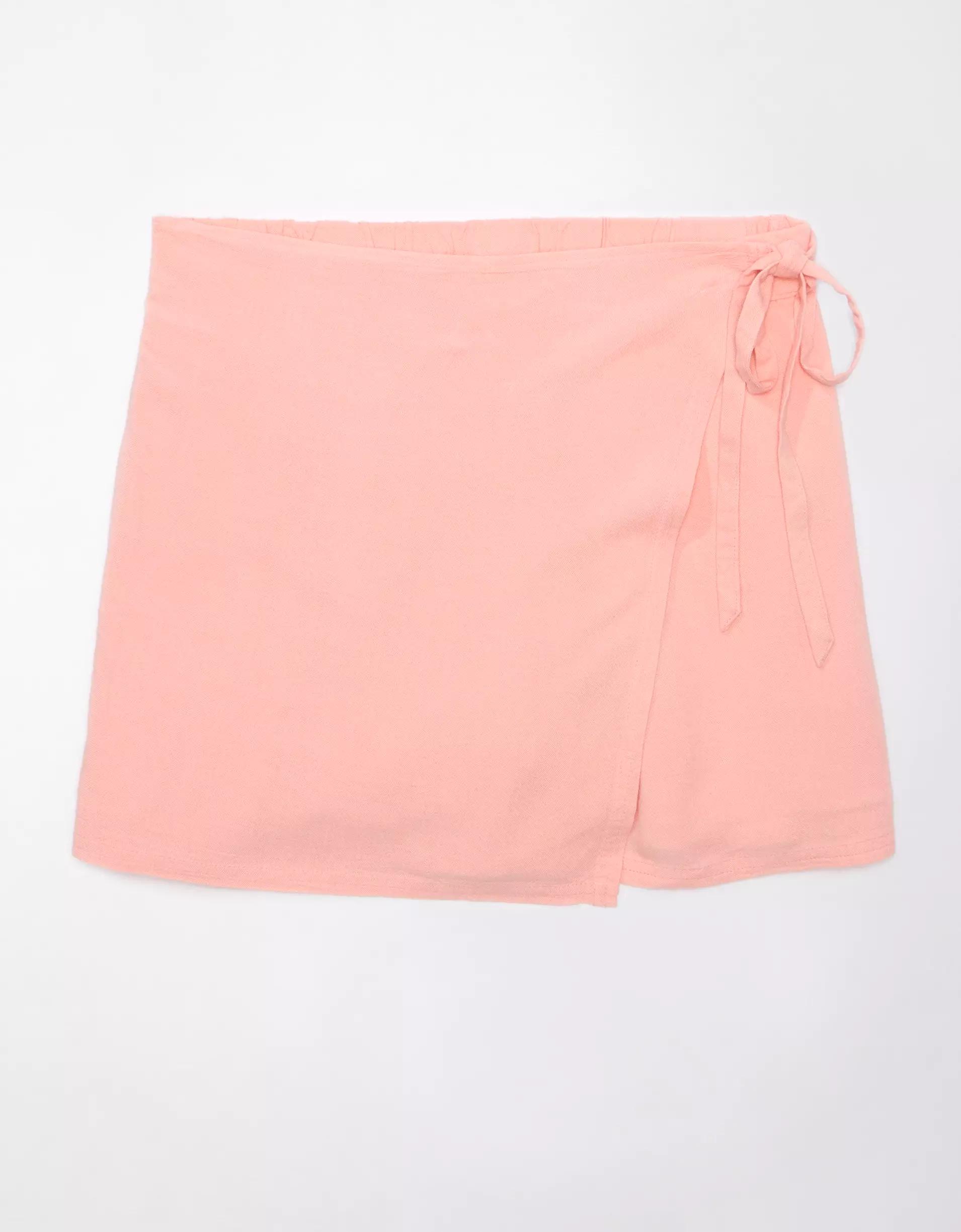 AE Linen-Blend Faux Wrap Skort Product Image