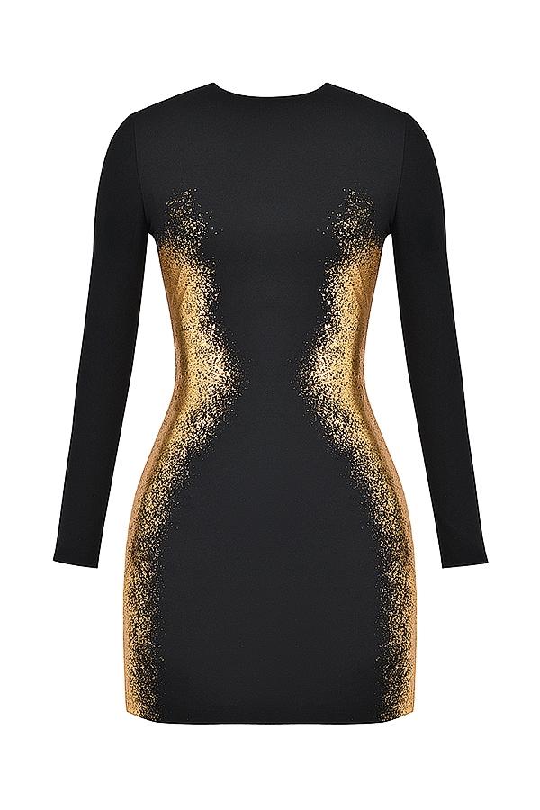 Domenica  black & gold foil print mini dress Product Image