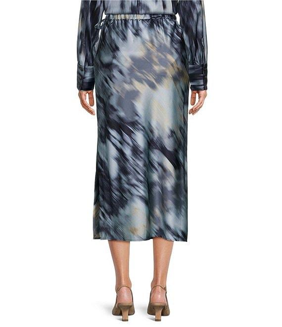 NIC + ZOE Romance Silk Watercolor Blend Tie Waist Midi Skirt Product Image