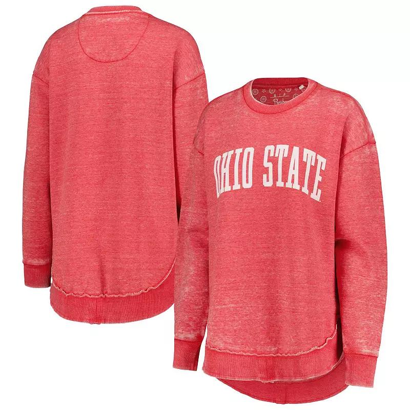 Women's Pressbox Scarlet Ohio State Buckeyes Vintage Wash Pullover Sweatshirt, Size: Small, Red Product Image
