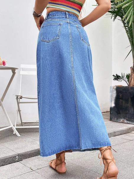 Midi Denim Skirt Product Image
