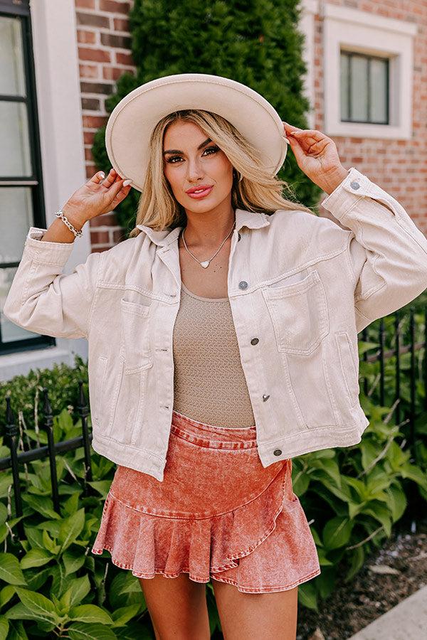 Classic Charm Denim Jacket in Cream Product Image