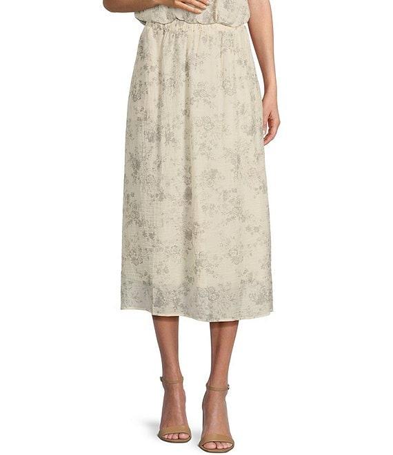 Blu Pepper Coordinating Floral Print Midi Skirt Product Image