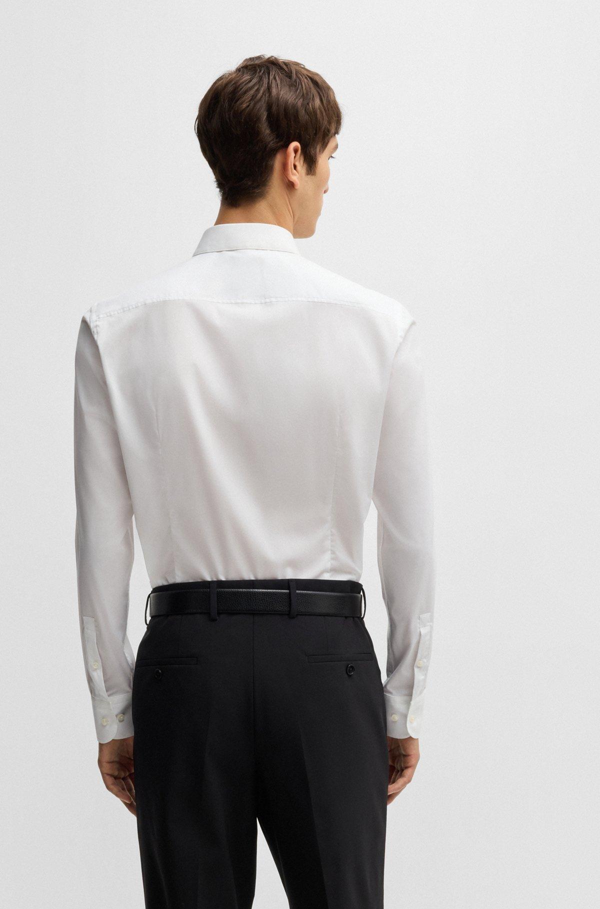 Slim-fit shirt in easy-iron stretch-cotton poplin Product Image