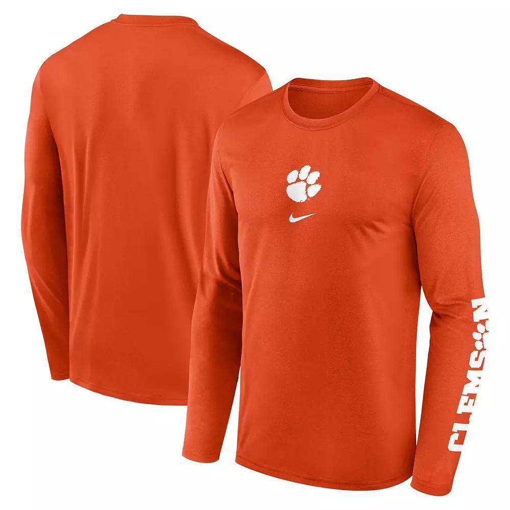 Men's Nike Orange Clemson Tigers Primetime Center Lockup Two-Hit Legend Long Sleeve T-Shirt,  Product Image