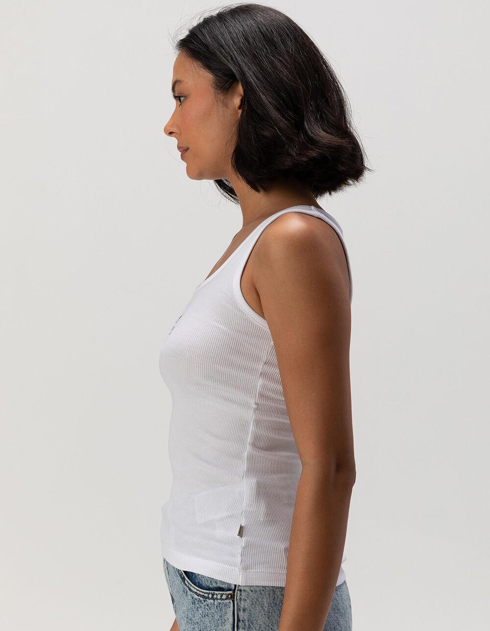 GUESS JEANS Star Slim Rib Womens Tank Top - WHITE Product Image