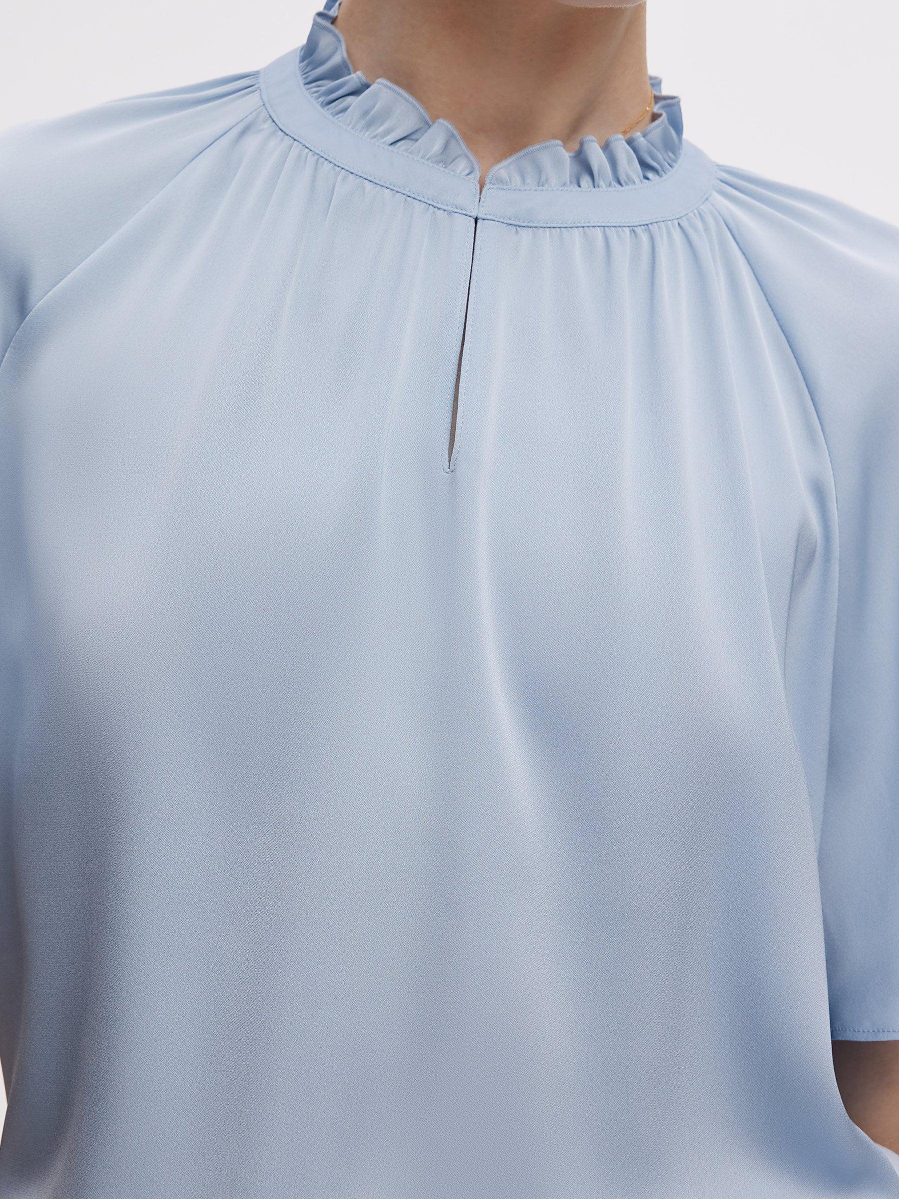 22MM Mulberry Silk Women Ruffle Sleeve Blouse Product Image