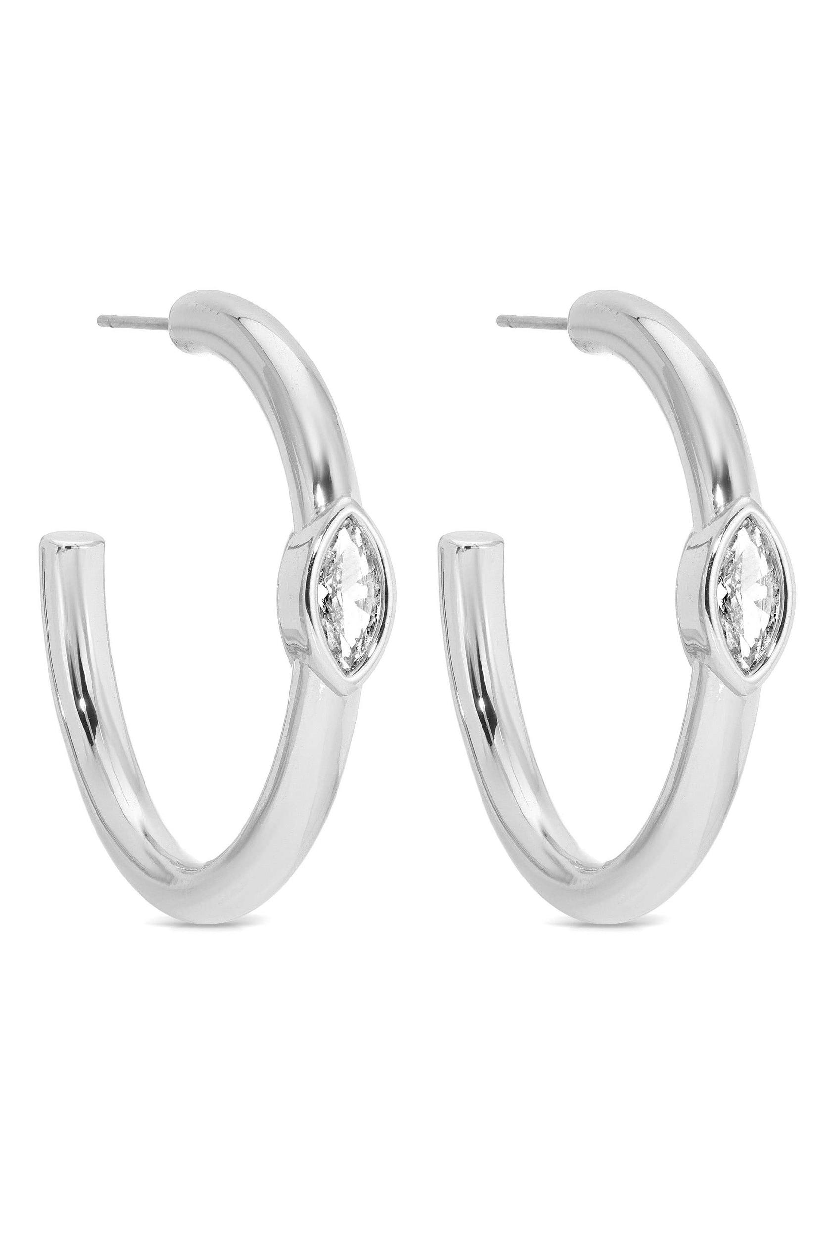 Medium Marquise Crystal Hoops Product Image