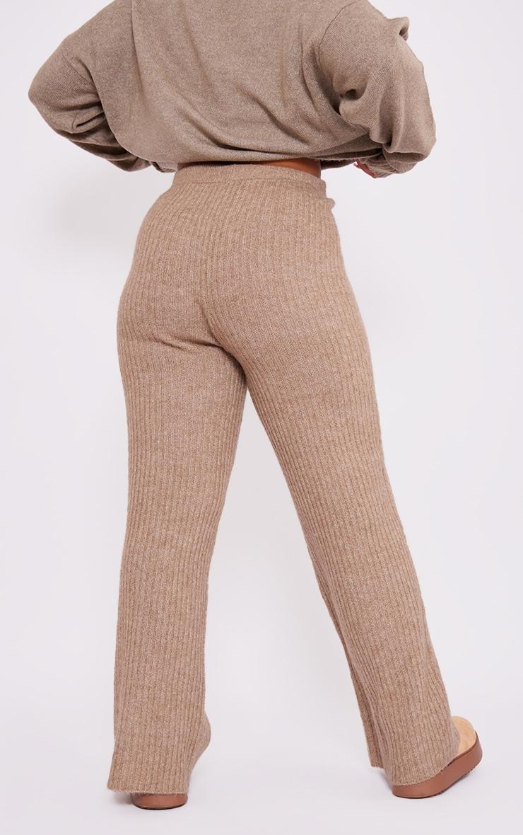 Plus Taupe Soft Knit Wide Leg Pants Product Image