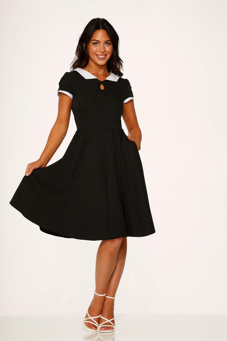 Black & White Keyhole Swing Dress Product Image