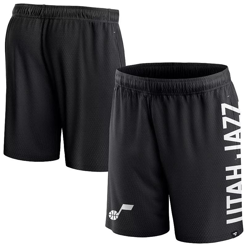 Men's Fanatics Branded Black Utah Jazz Post Up Mesh Shorts,  Product Image