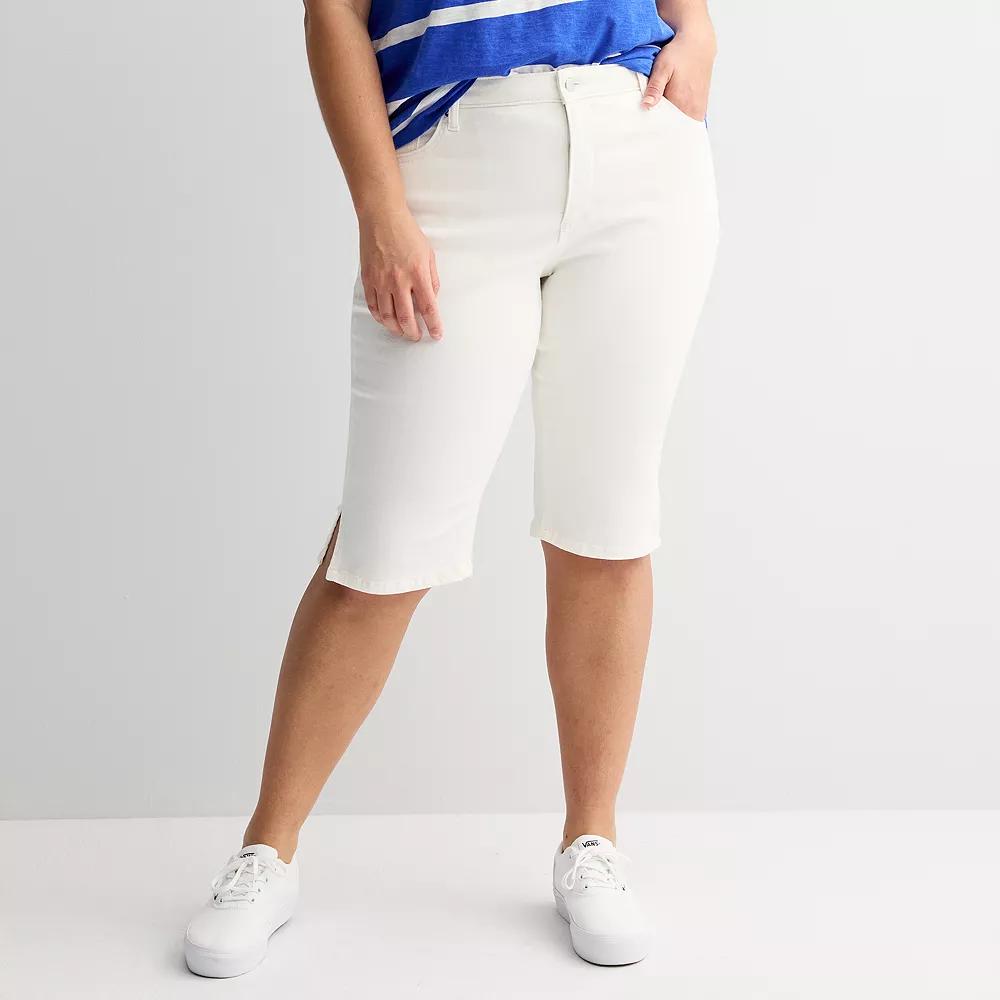 Plus Size Sonoma Goods For Life® Midrise Denim Capris, Women's, Size: 28 W, Vital White Product Image